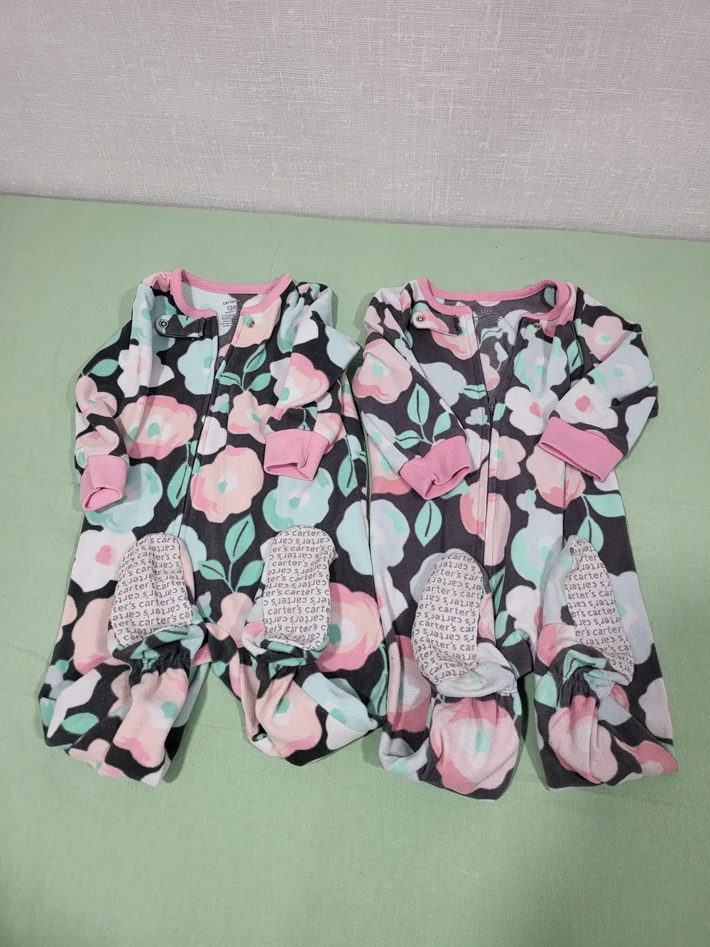 Carter's Pink Floral Zip-Front Baby Pajamas - 2-Pack